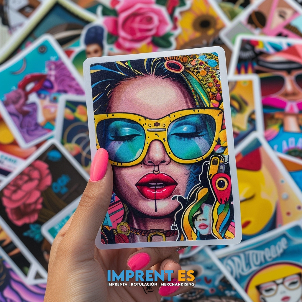 ¡Personaliza tus pegatinas al estilo pop art con nuestra increíble selección de diseños! 🎨🌟 Dale un toque único a tus pertenencias con esta pegatina de una chica con el pelo de colores y gafas de sol sosteniendo una tarjeta, rodeada de pegatinas al estilo pop art. ¡Haz que tus objetos cotidianos destaquen con colores brillantes y bloques de colores vivos inspirados en obras de arte de la cultura pop! #PegatinasPersonalizadas #PopArt #DiseñoÚnico ¡Explora nuestras opciones de personalización y crea tus propias pegatinas únicas! 🛍️✨