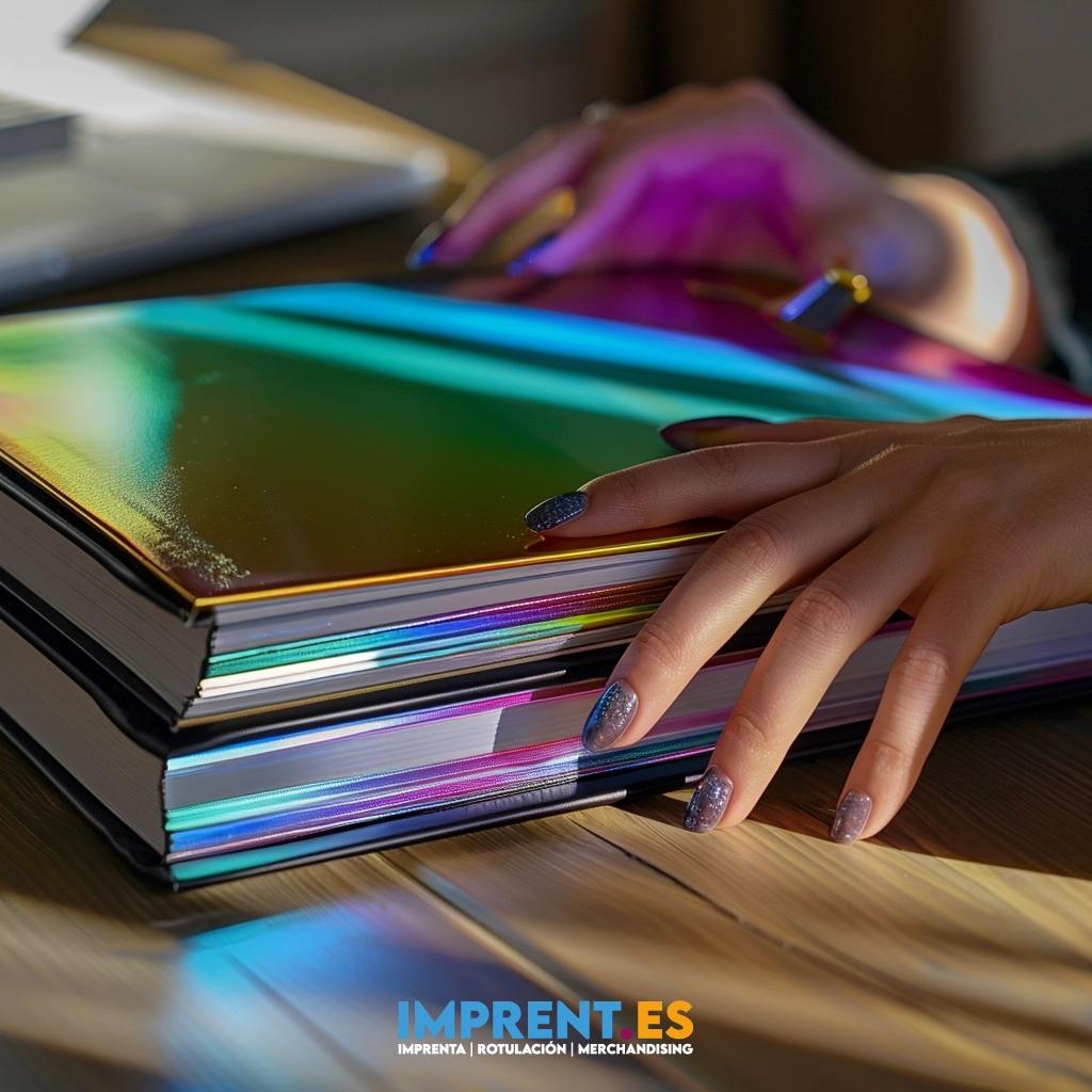 Carpetas personalizadas con impresión holográfica de alta resolución, ideales para destacar con estilo moderno y profesional. Diseños únicos, brillo espectacular y detalles nítidos que captan la atención al primer vistazo